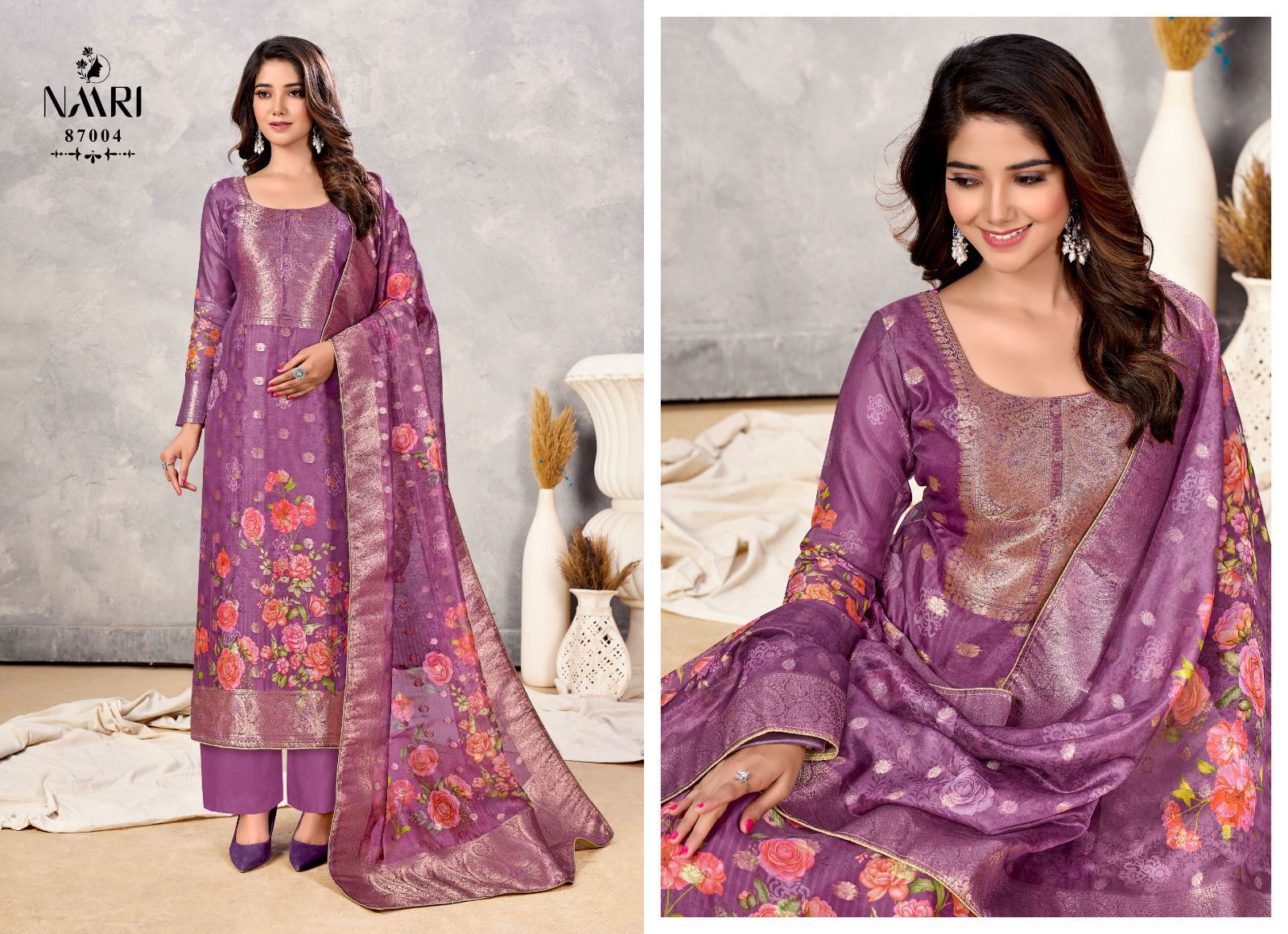 Avanti By Naari Jacquard Organza Printed Salwar Kameez Wholesale Shop In Surat